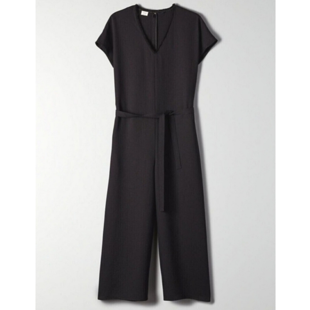 NWT Aritzia Wilfred Aisla Textured Wide Leg Jumpsuit, Size XSmall, Color Black